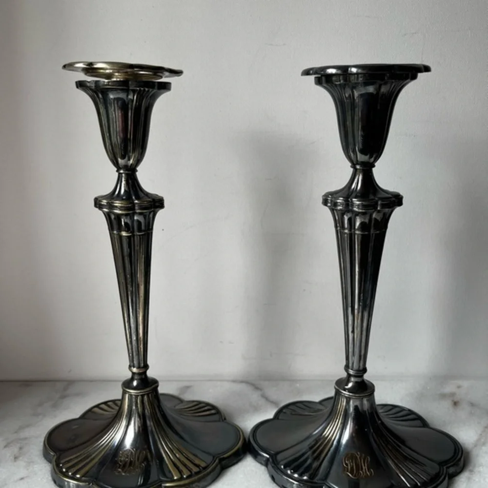 Vintage antique Gorham 11” 0200 silver solder Candlesticks candle holders holder